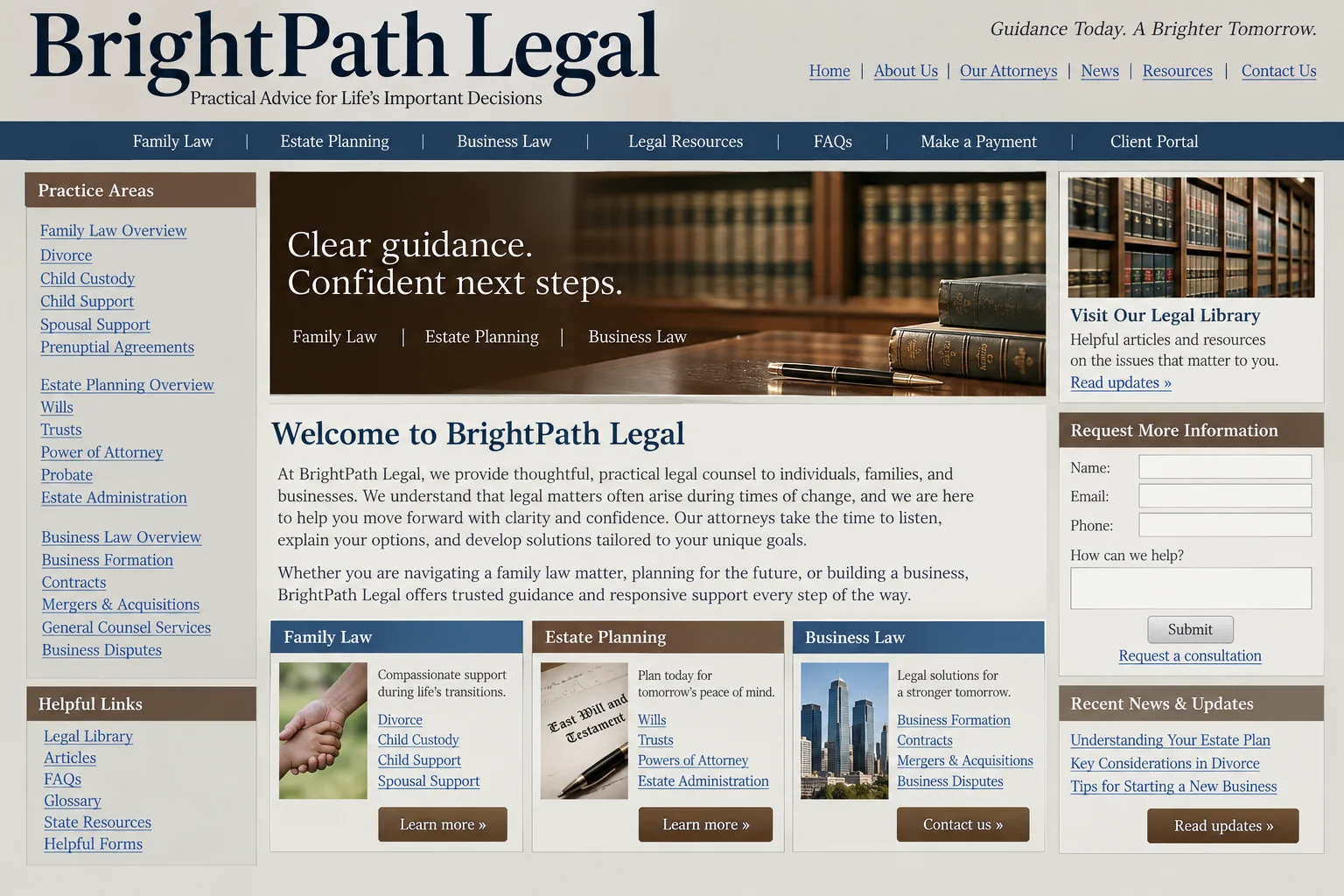 BrightPath Legal landing page before redesign