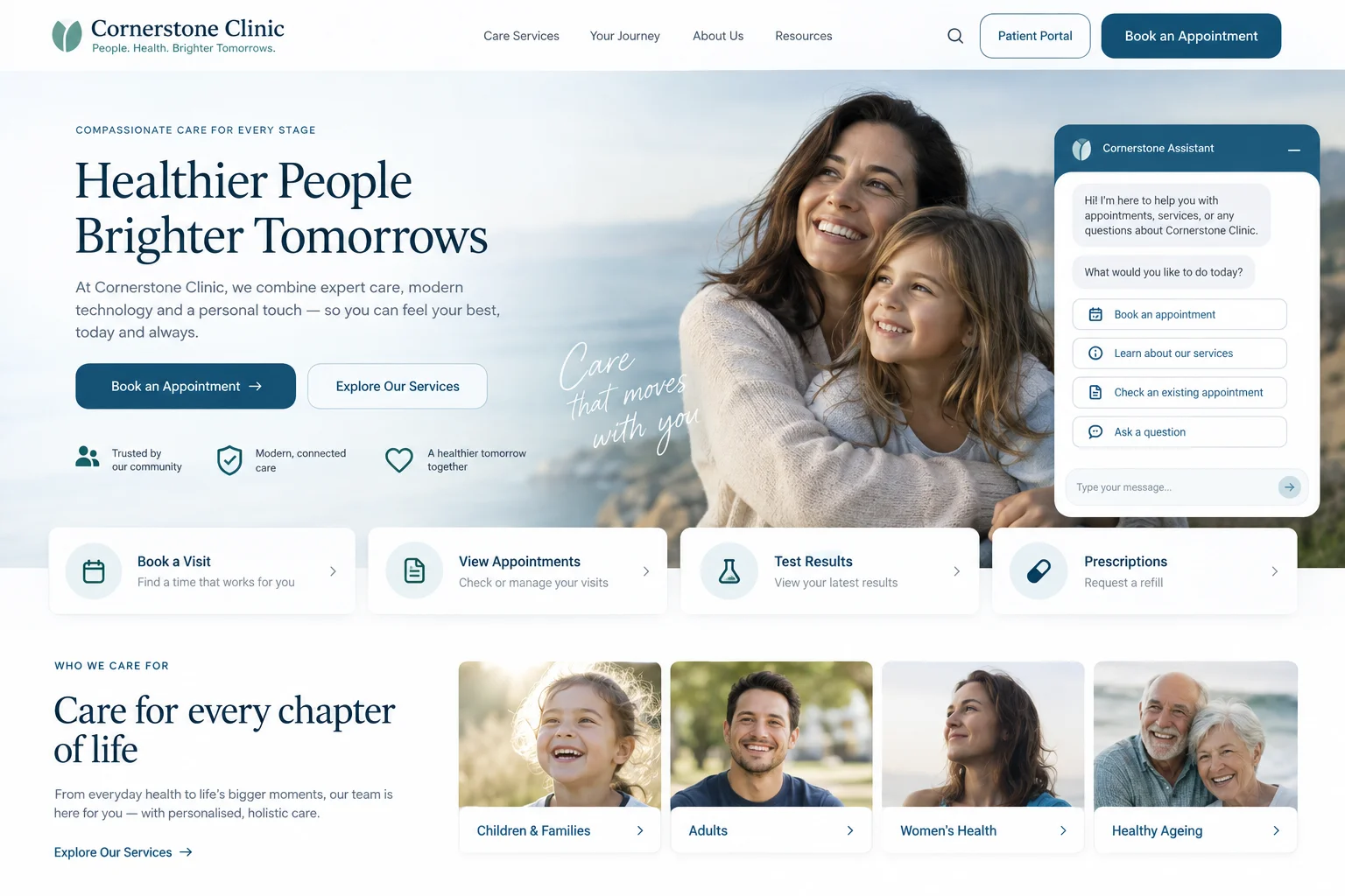 Cornerstone Clinic website after redesign