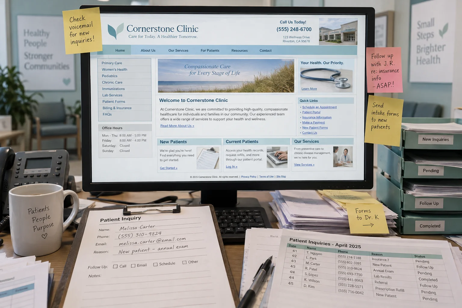 Cornerstone Clinic website before redesign