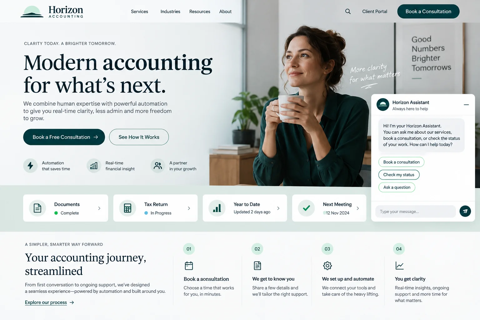 Horizon Accounting website after redesign