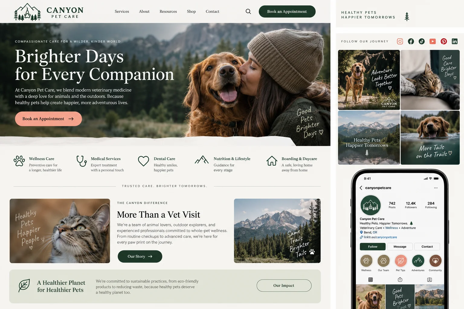 Canyon Pet Care website after redesign