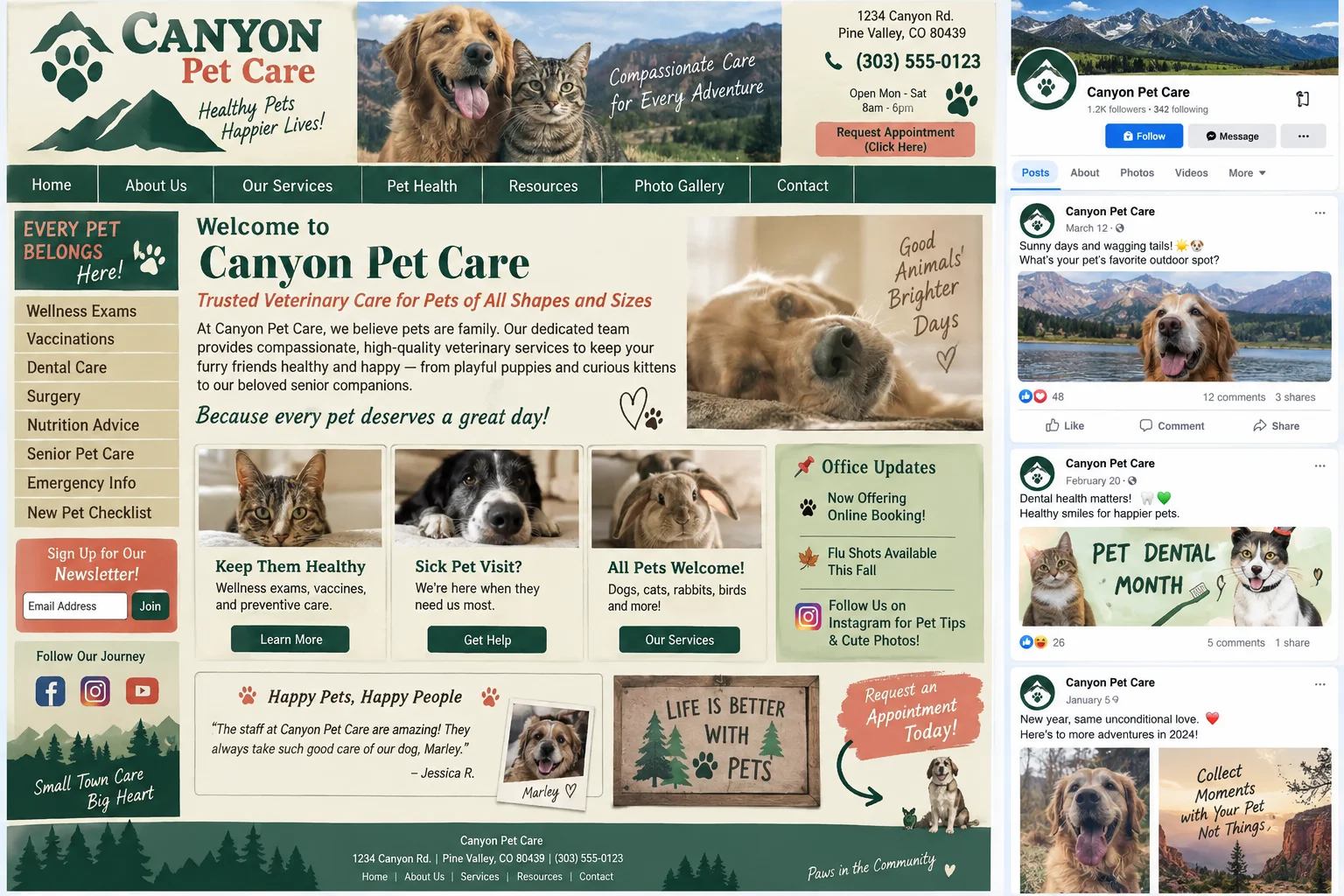 Canyon Pet Care website before redesign