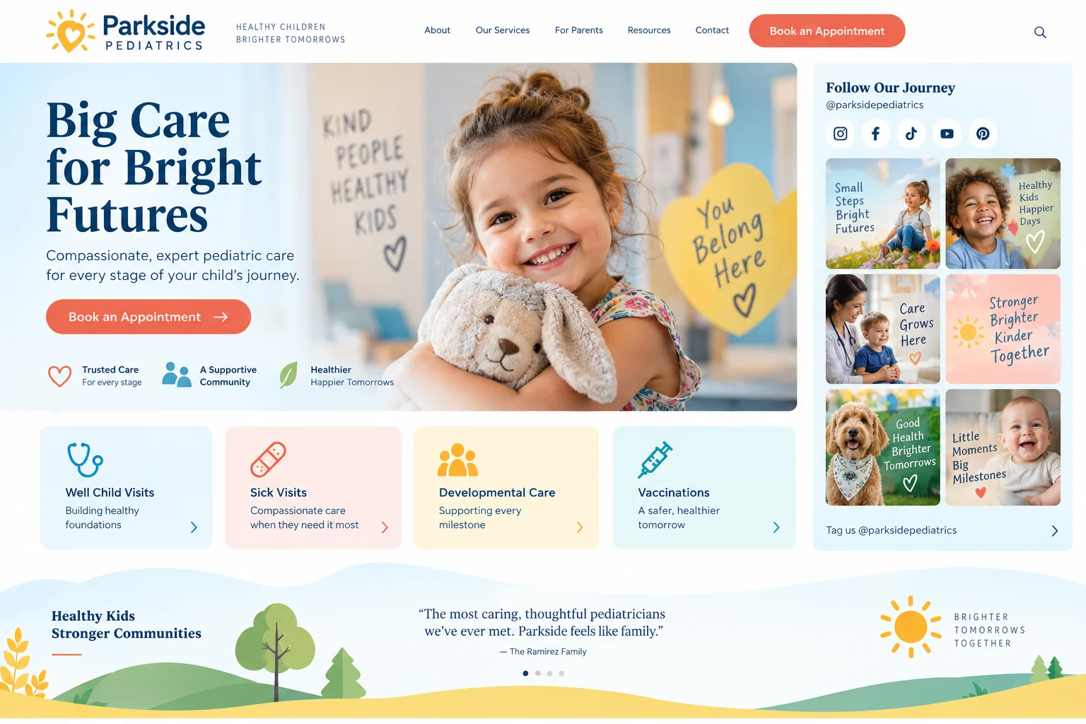 Parkside Pediatrics website after redesign