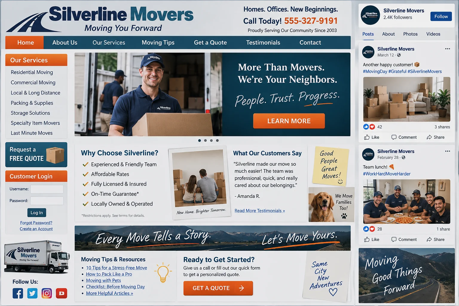 Silverline Movers website before redesign
