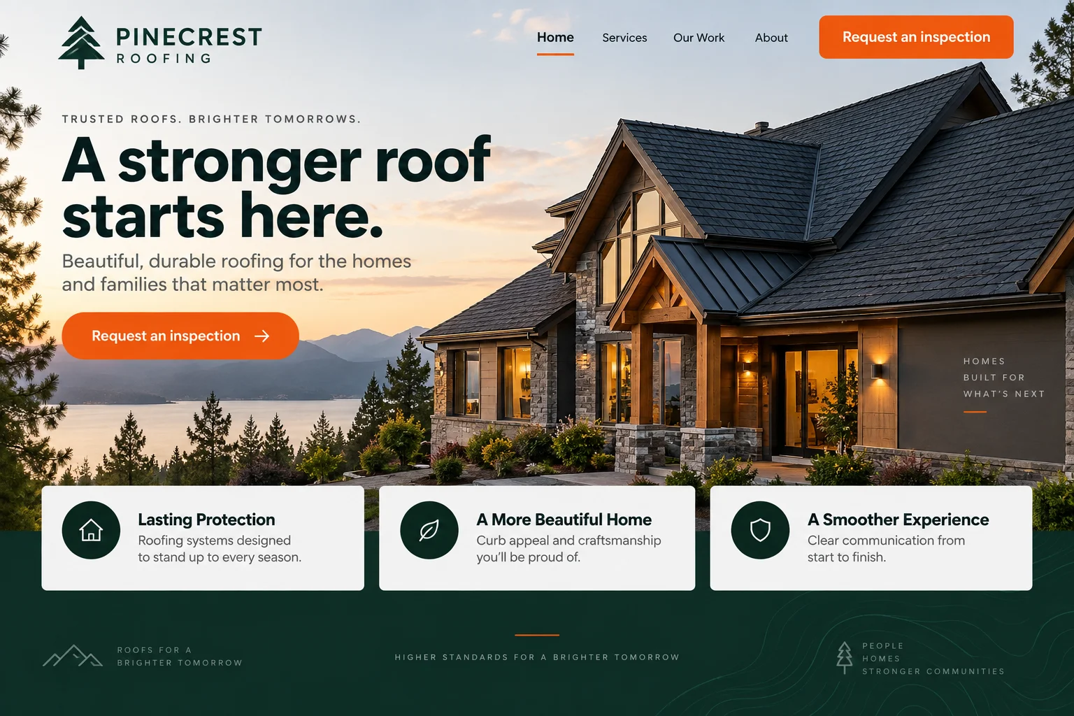 Pinecrest Roofing website after redesign