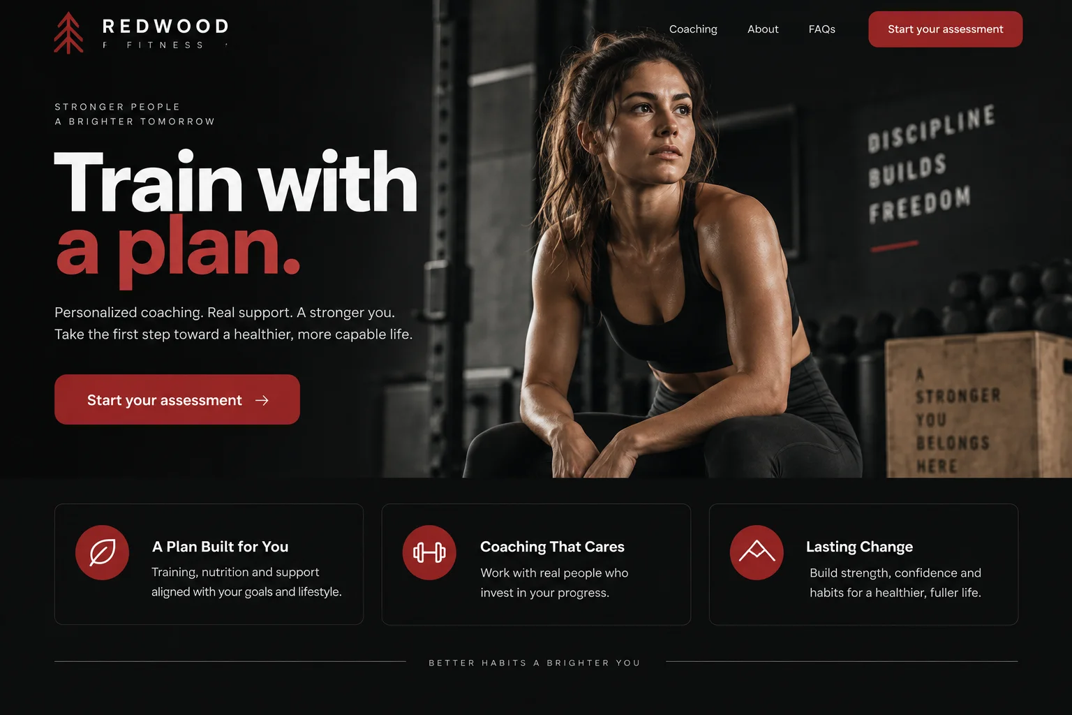 Redwood Fitness website after redesign