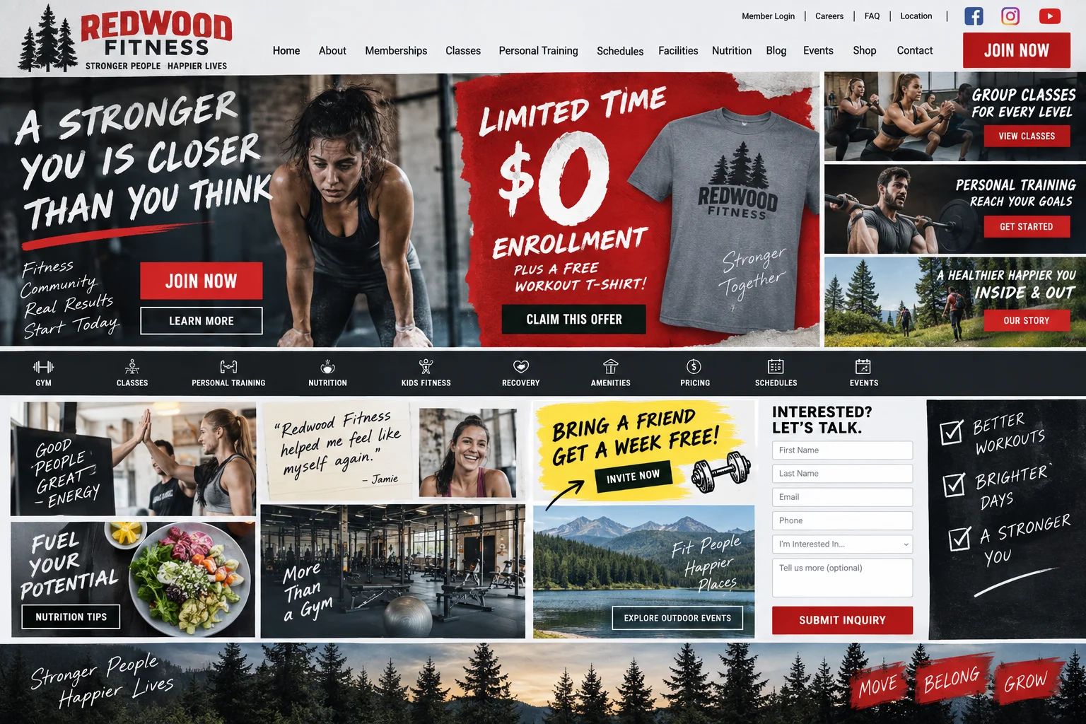 Redwood Fitness website before redesign