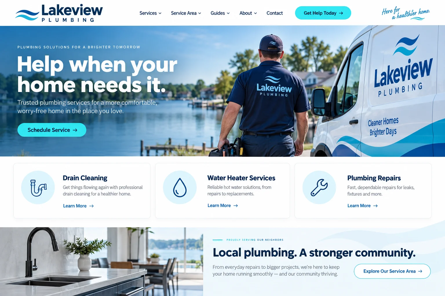 Lakeview Plumbing website after redesign