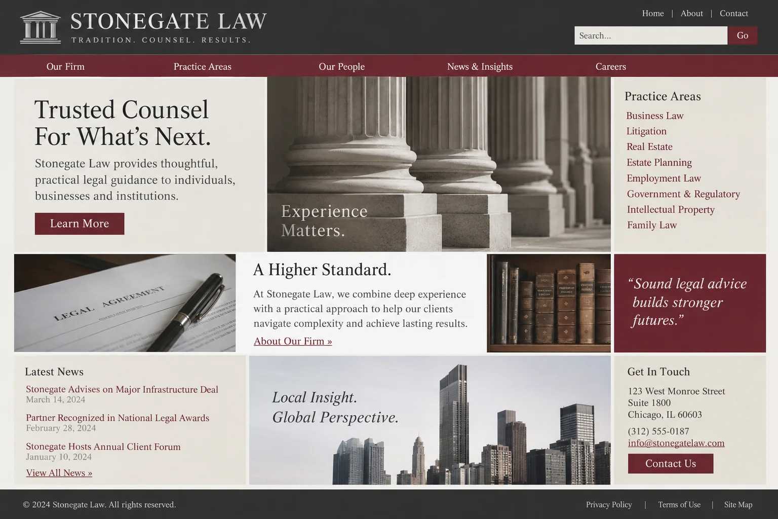 Stonegate Law website before redesign