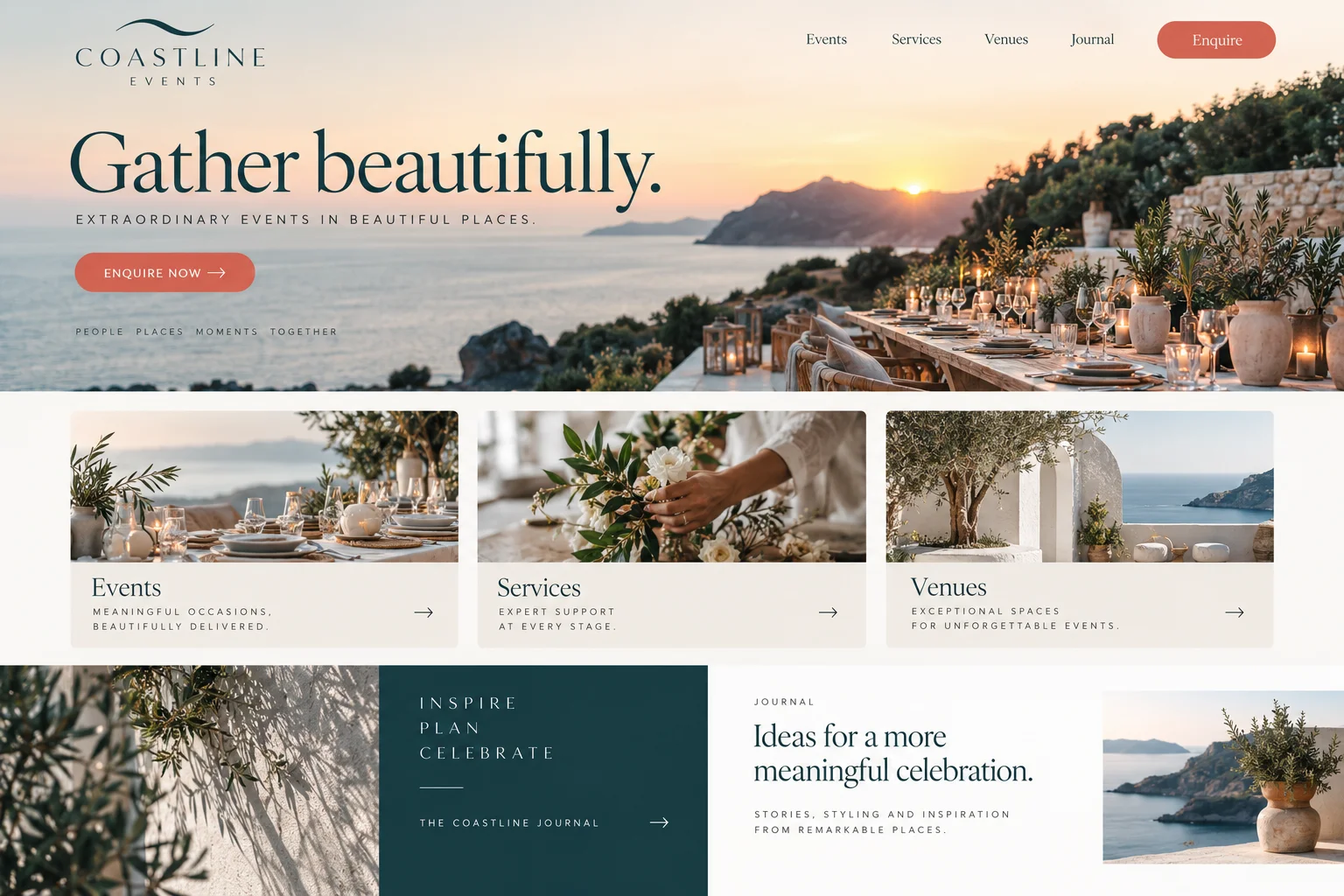 Coastline Events website after redesign