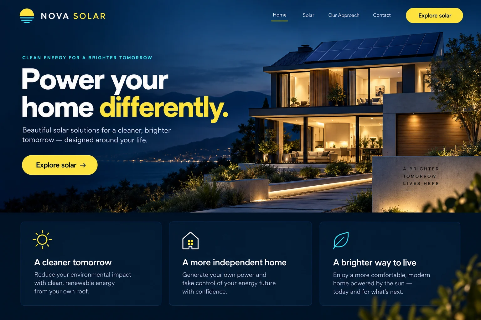 Nova Solar website after redesign