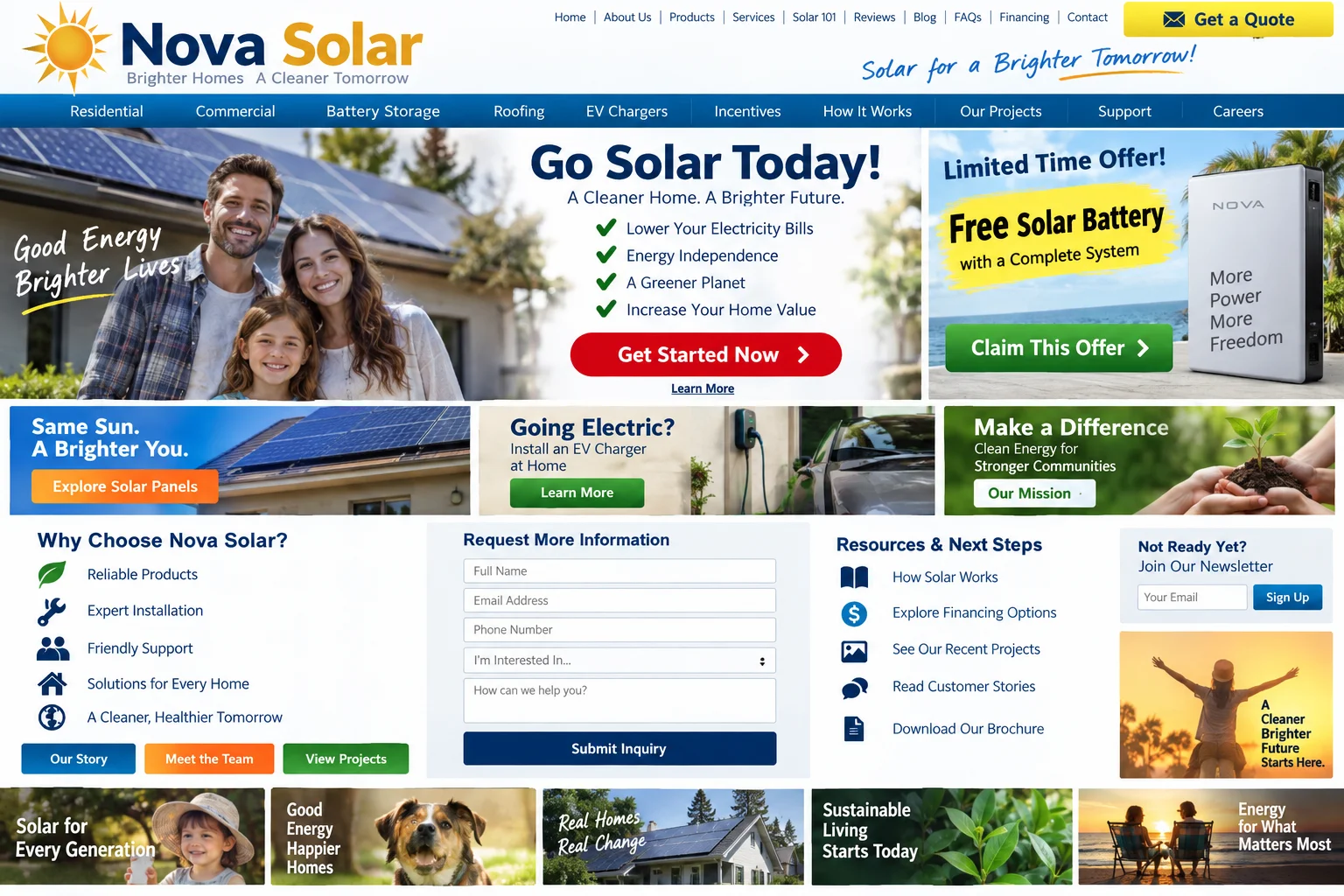 Nova Solar website before redesign
