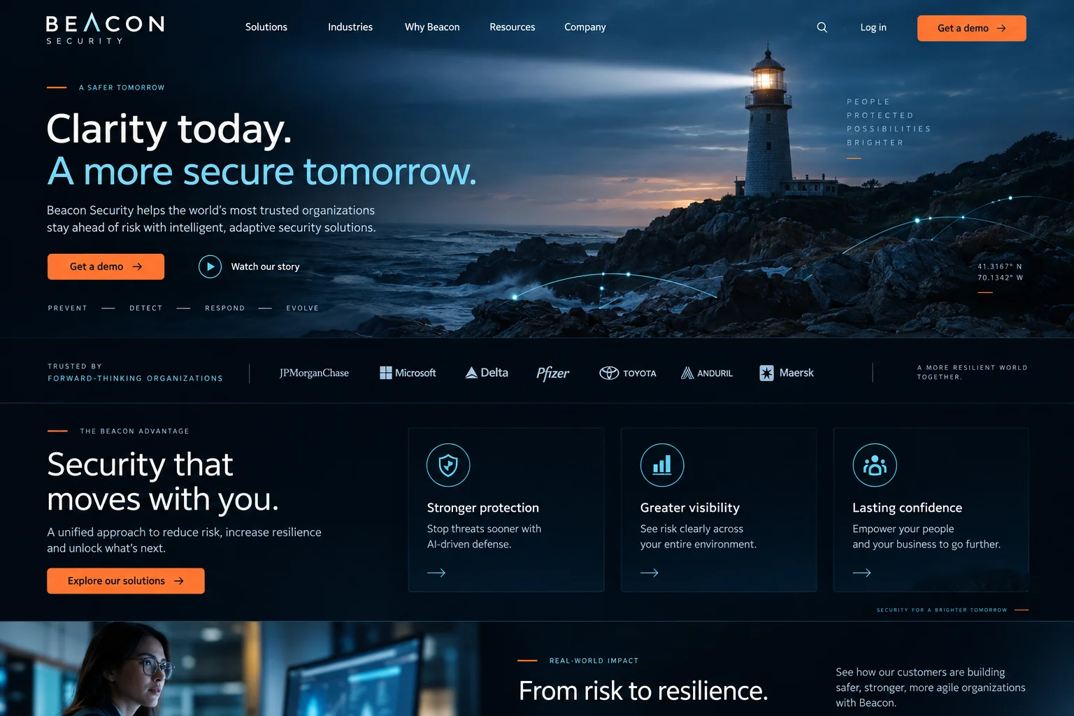 Beacon Security website after redesign