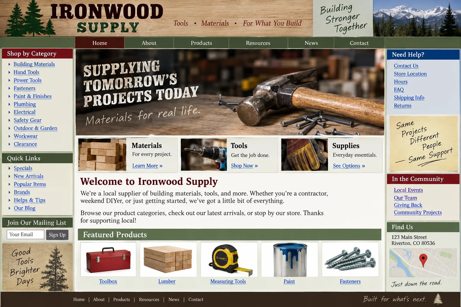 Ironwood Supply website before redesign