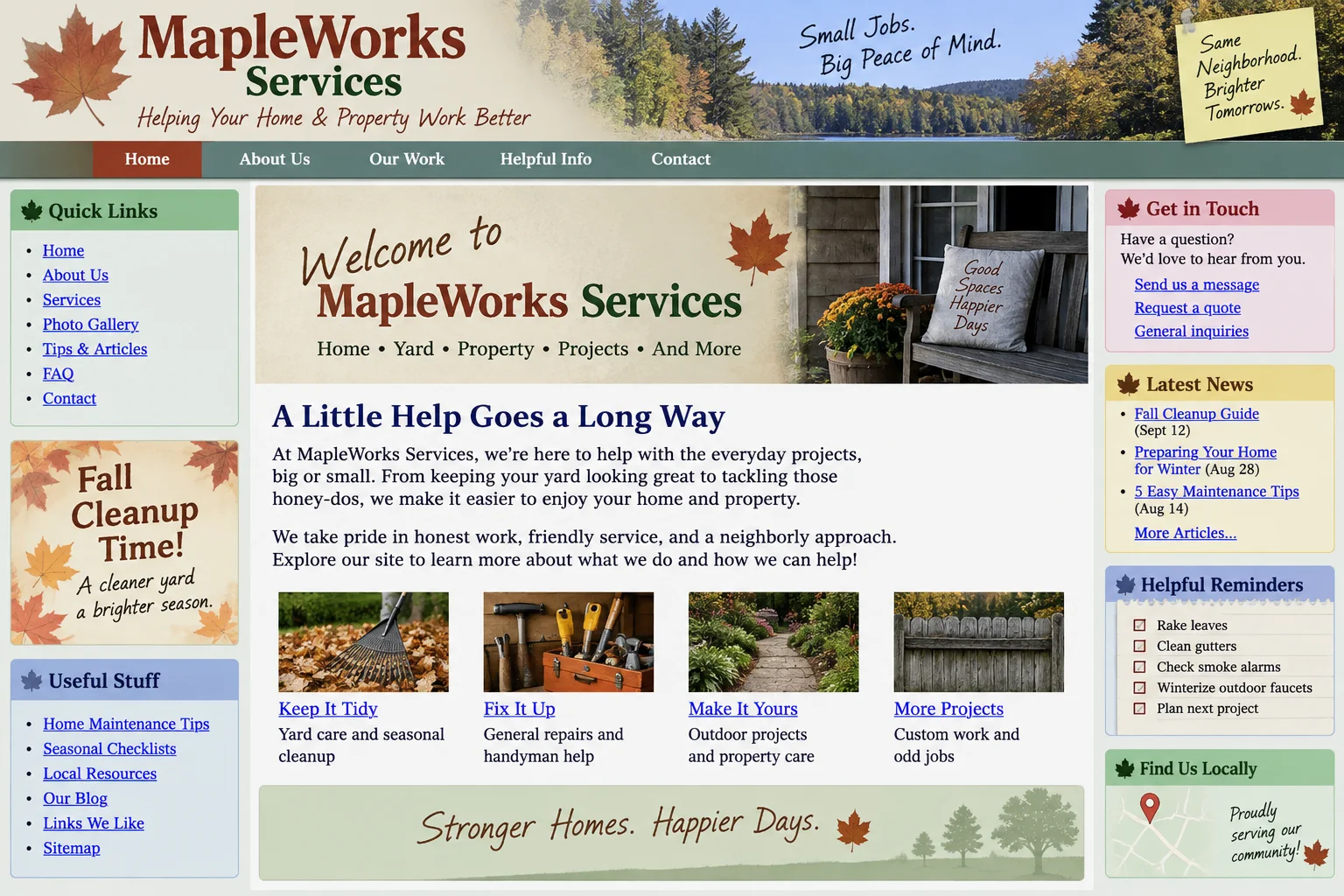 MapleWorks Services website before redesign