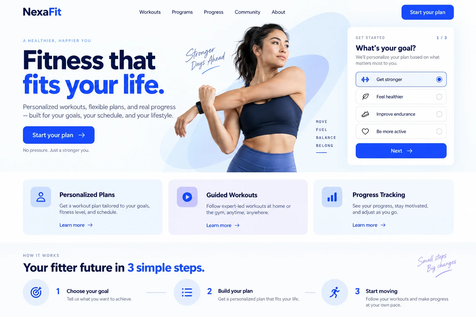 NexaFit website after redesign