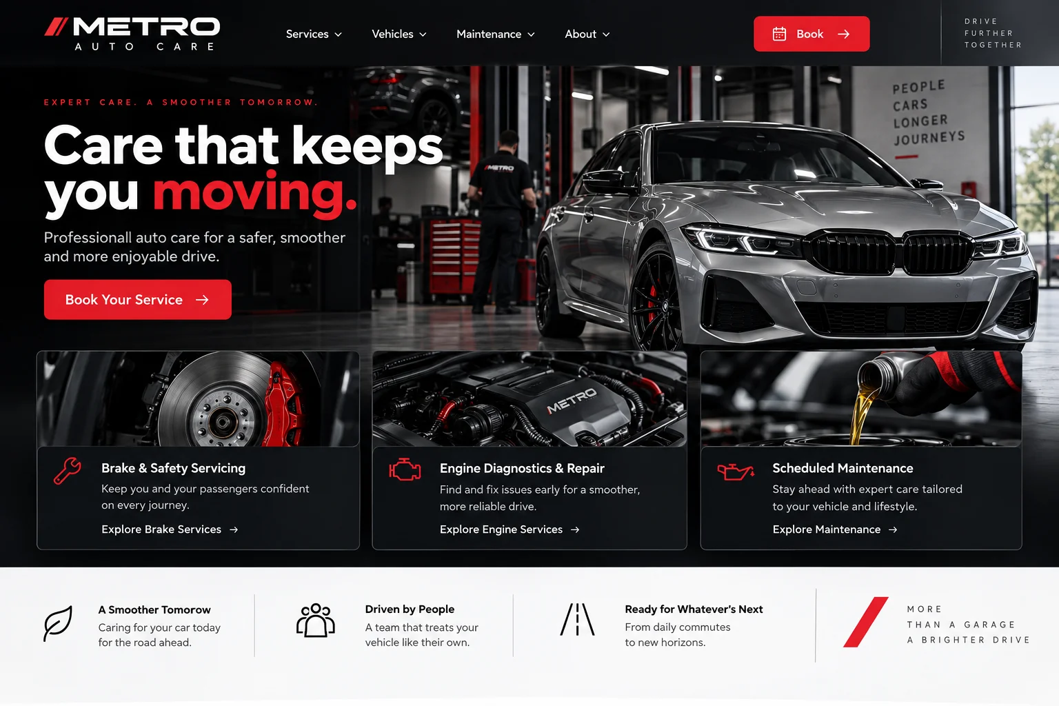 Metro Auto Care website after redesign
