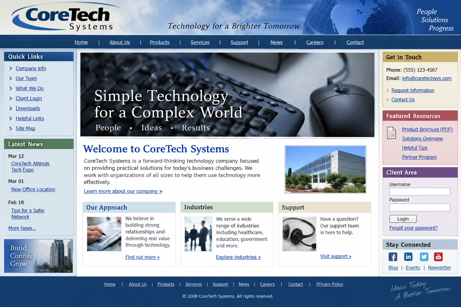CoreTech Systems website before redesign