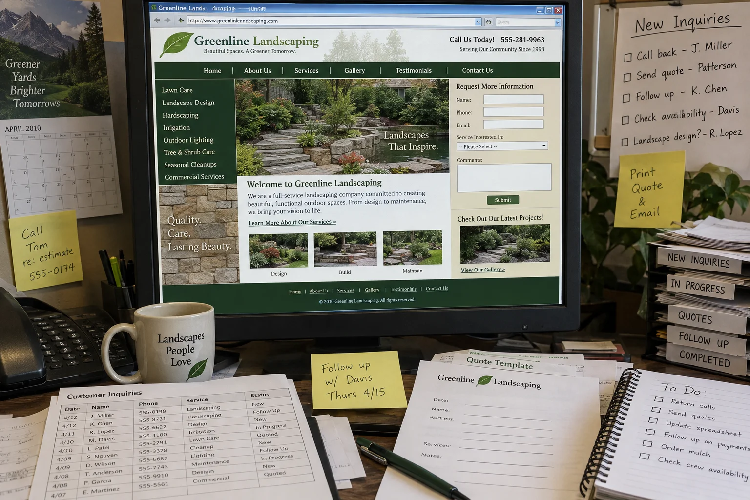 Greenline Landscaping website before redesign
